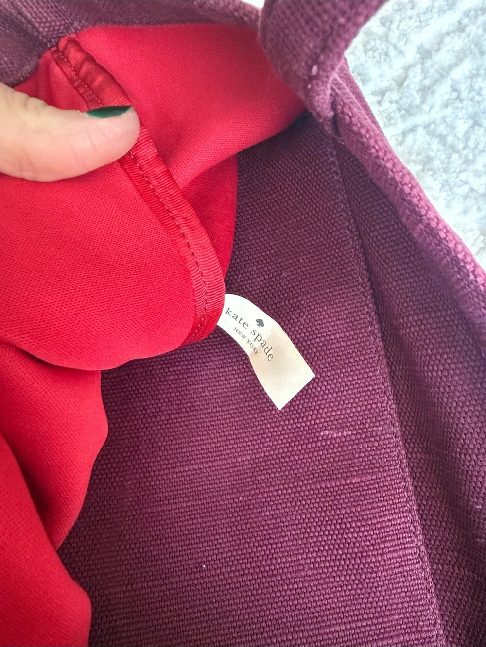 KATE SPADE Jack Spade On Purpose Canvas Bow Tote Bag in Cherry UVRU0161